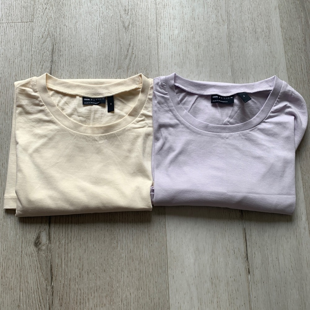 Asos Design Womens Set of 2 Basic‎ Tees - Lavender Purple & Beige Sz M